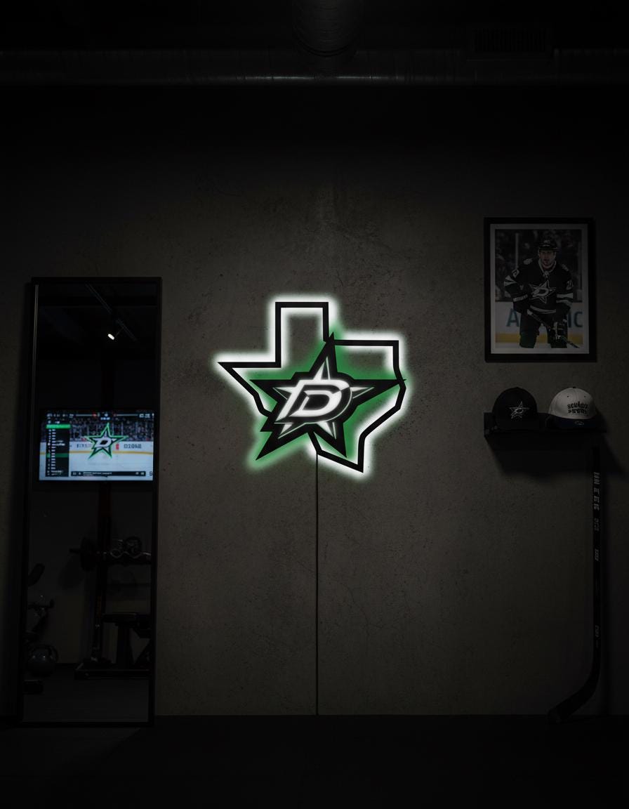 Dallas Stars Wall Art - Team Logo Hockey Decor - Game Room Man Cave Sign
