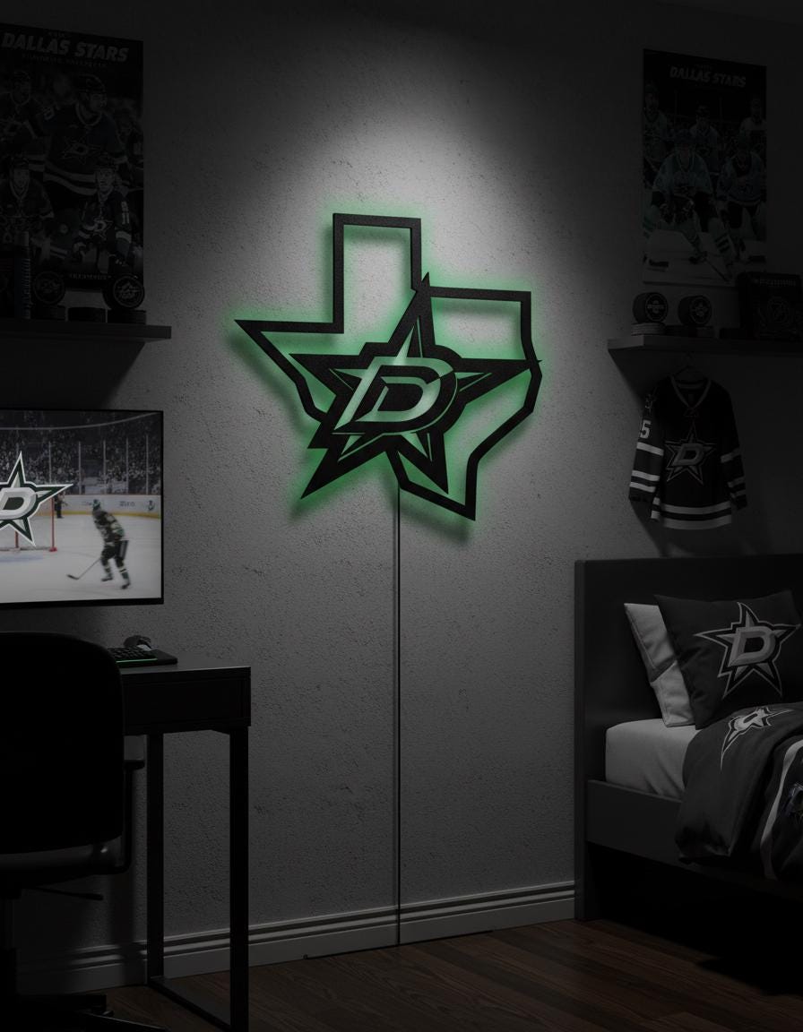 Dallas Stars Wall Art - Team Logo Hockey Decor - Game Room Man Cave Sign