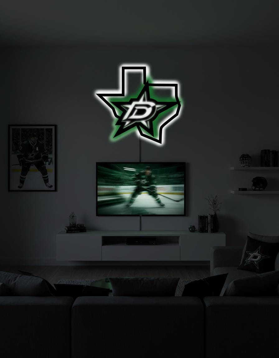 Dallas Stars Wall Art - Team Logo Hockey Decor - Game Room Man Cave Sign