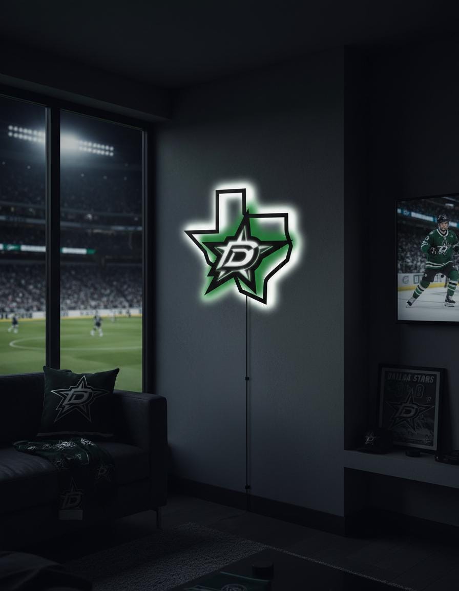 Dallas Stars Wall Art - Team Logo Hockey Decor - Game Room Man Cave Sign