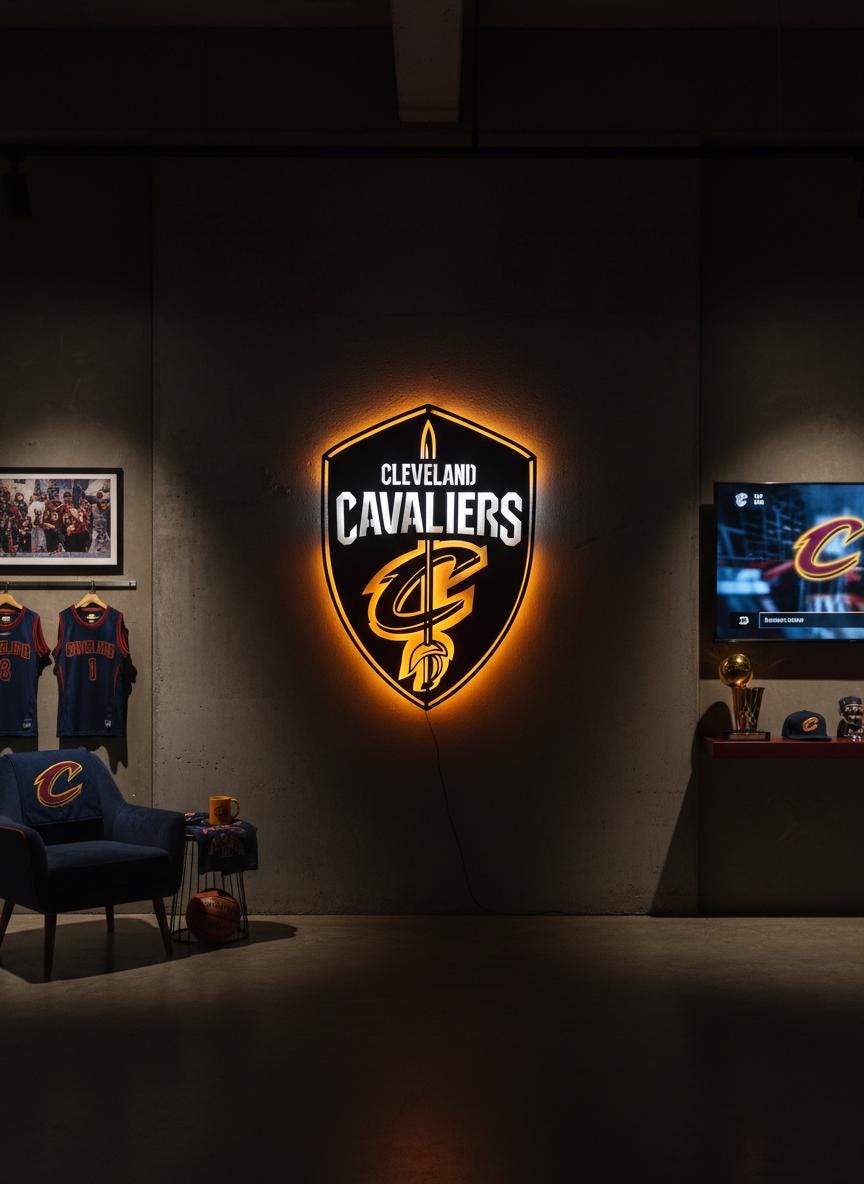 Cleveland Cavaliers Wall Art - NBA Basketball Team Logo Game Room Decor