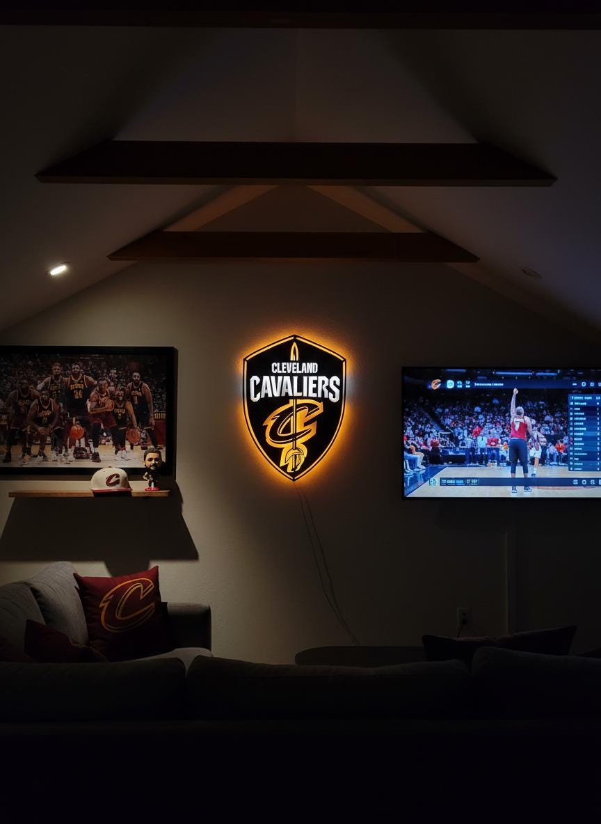 Cleveland Cavaliers Wall Art - NBA Basketball Team Logo Game Room Decor