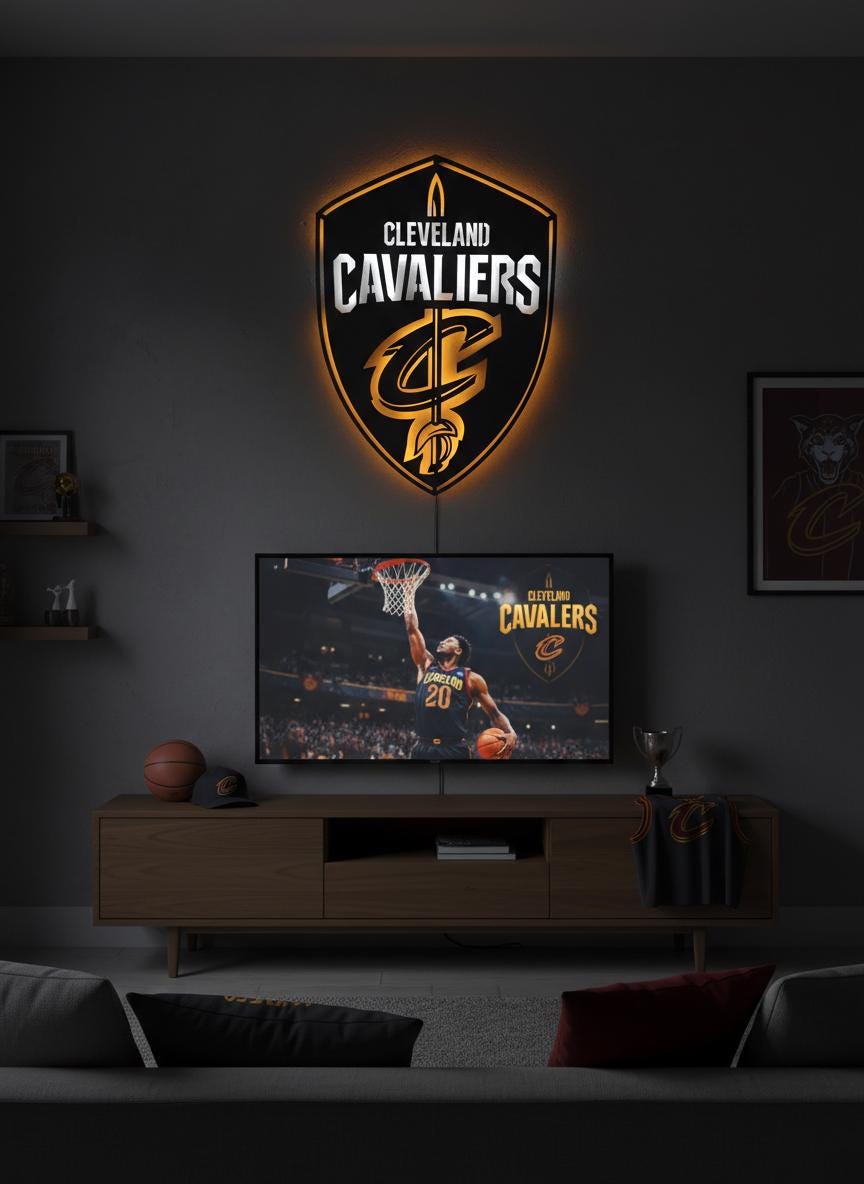 Cleveland Cavaliers Wall Art - NBA Basketball Team Logo Game Room Decor