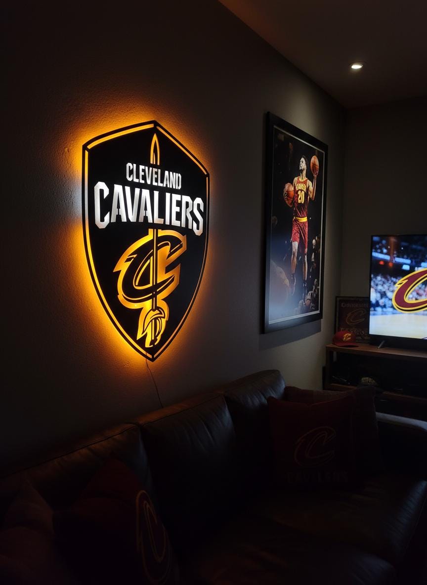 Cleveland Cavaliers Wall Art - NBA Basketball Team Logo Game Room Decor