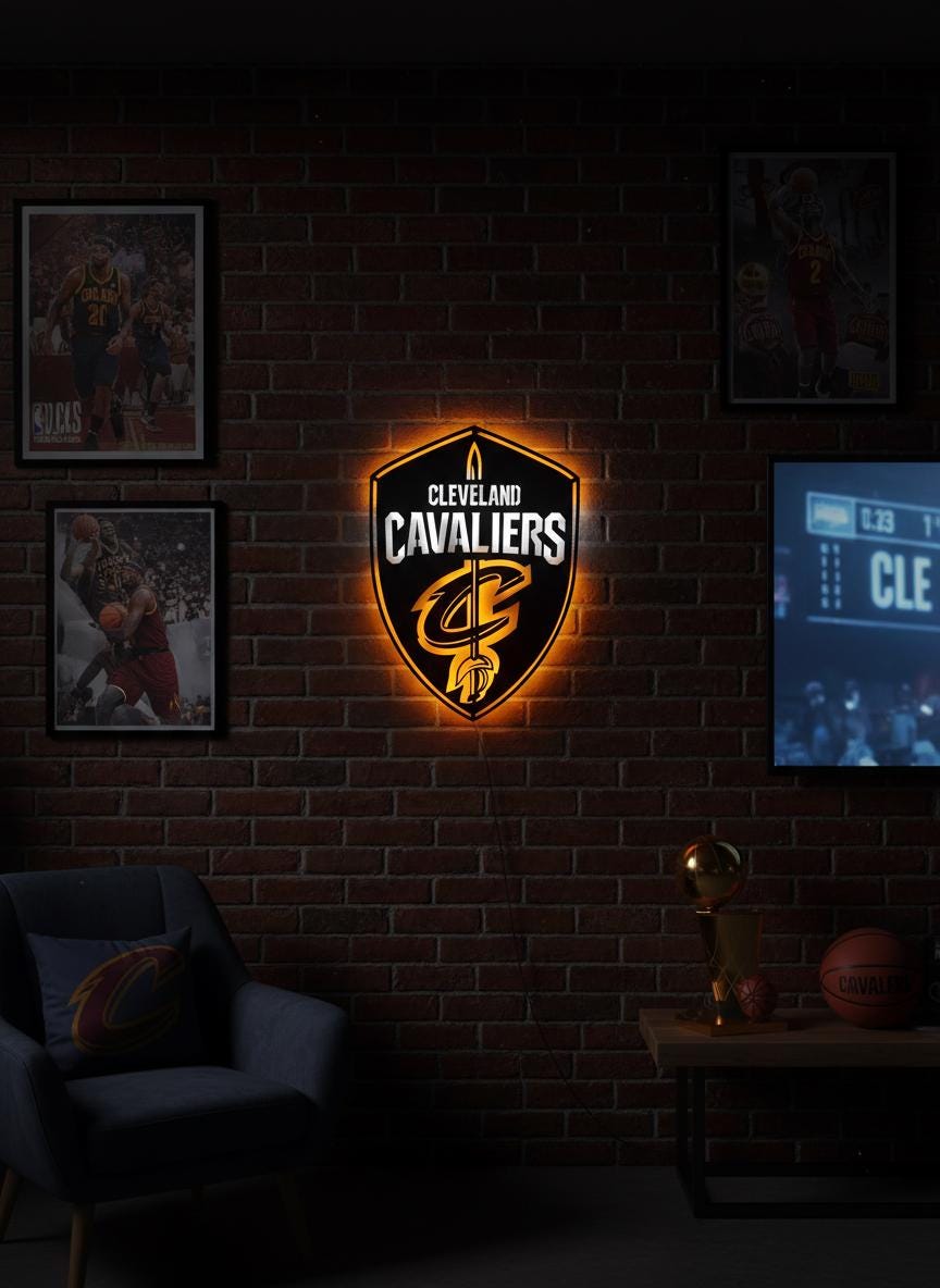 Cleveland Cavaliers Wall Art - NBA Basketball Team Logo Game Room Decor