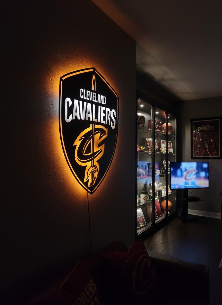 Cleveland Cavaliers Wall Art - NBA Basketball Team Logo Game Room Decor