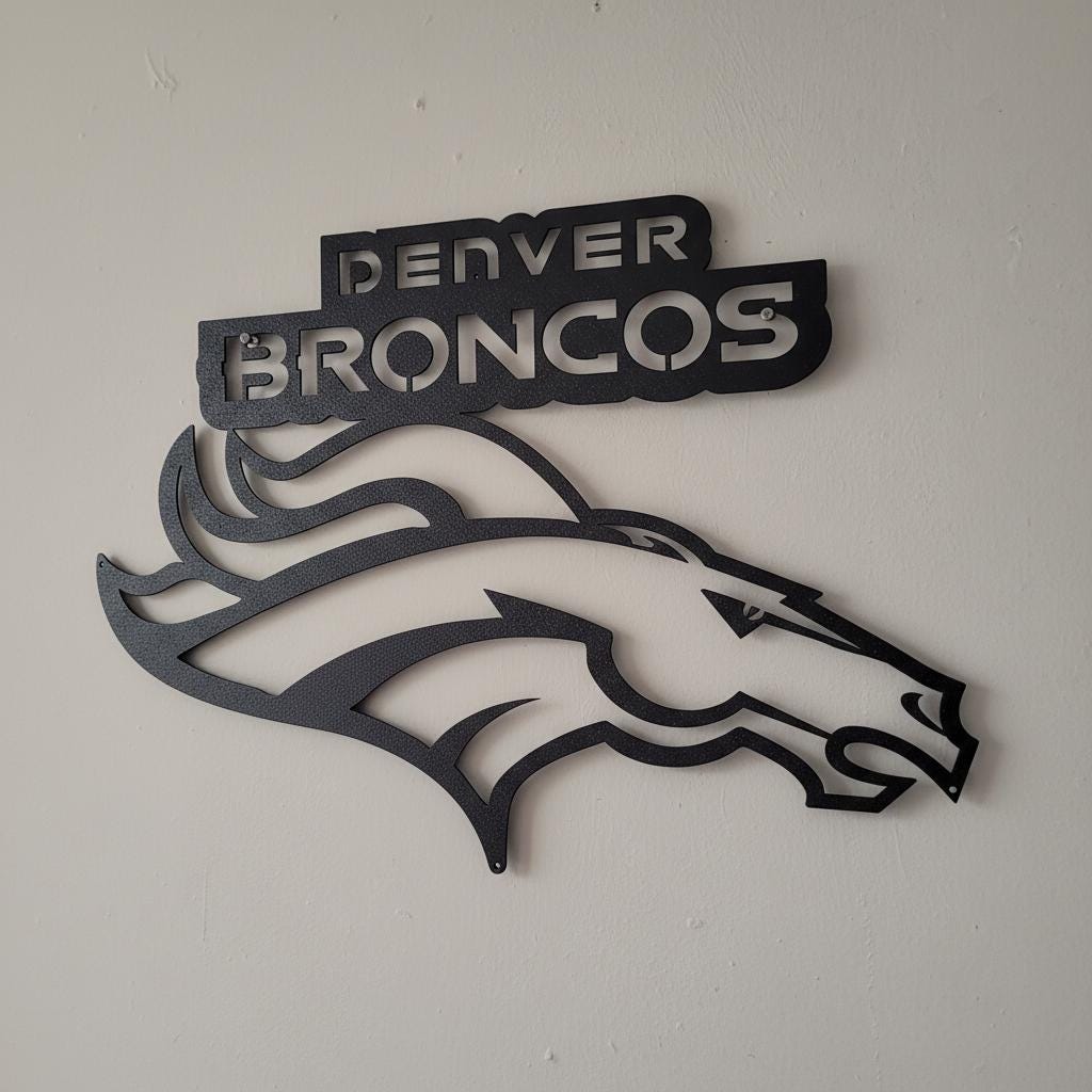 Denver Broncos Wall Art - Football Team Logo Light Up Sign Game Room Decor