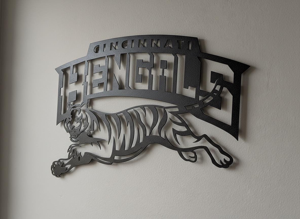 Cincinnati Bengals Wall Art - Cincinnati Team Logo Game Room Decor Man Cave Gift