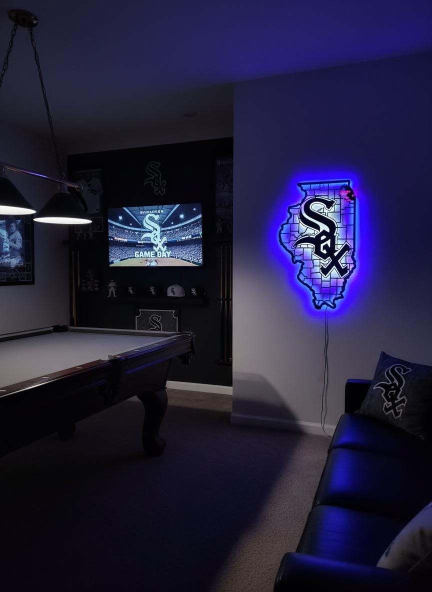 Chicago White Sox Wall Art - Baseball Team Logo Decor Game Room Gift
