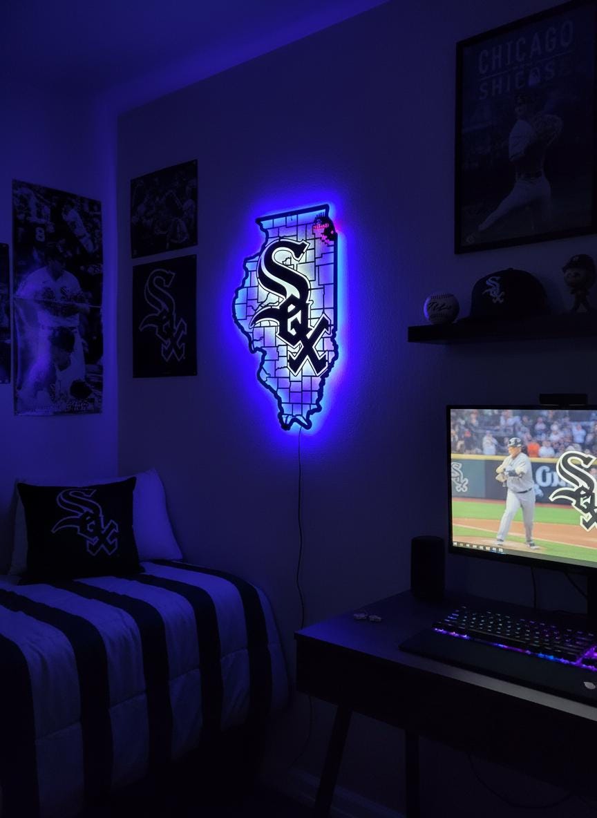 Chicago White Sox Wall Art - Baseball Team Logo Decor Game Room Gift