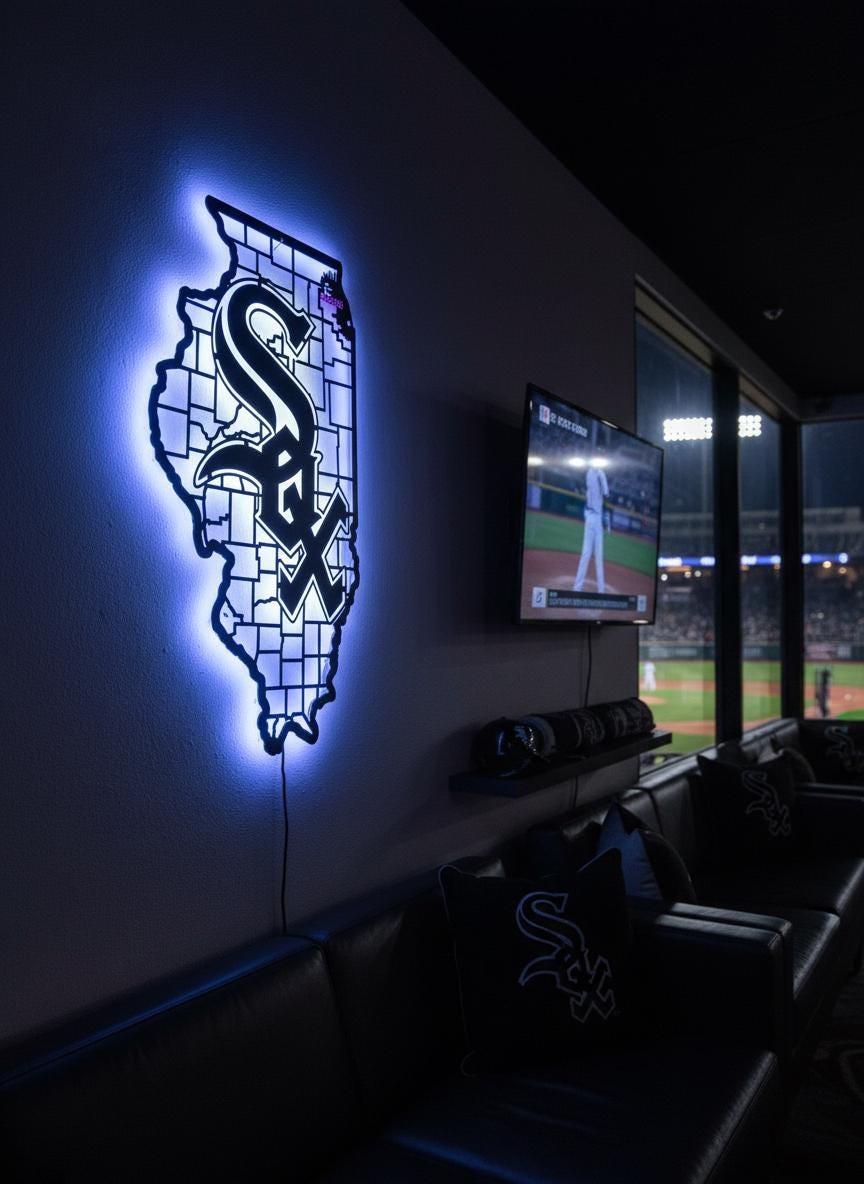 Chicago White Sox Wall Art - Baseball Team Logo Decor Game Room Gift