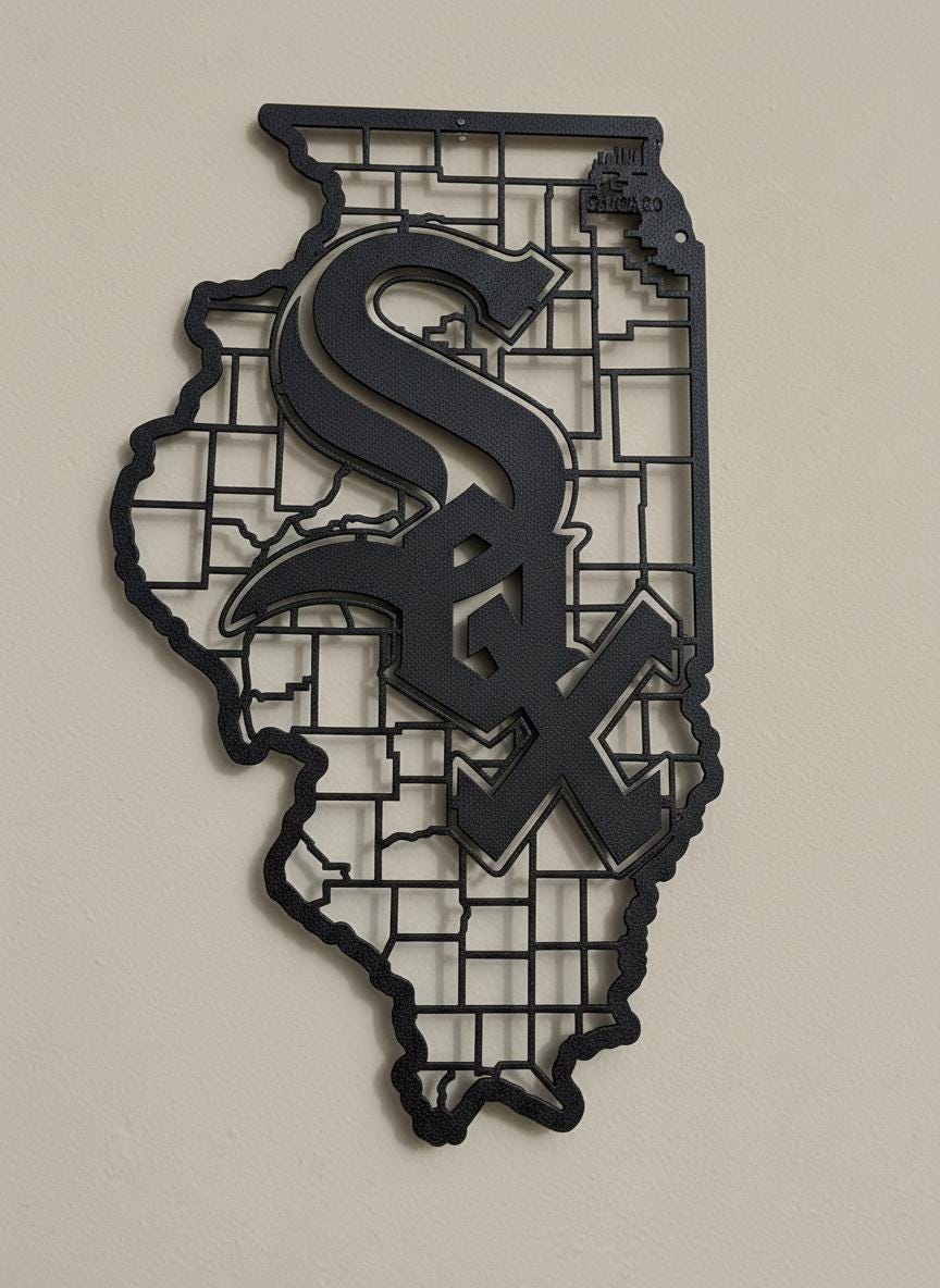 Chicago White Sox Wall Art - Baseball Team Logo Decor Game Room Gift