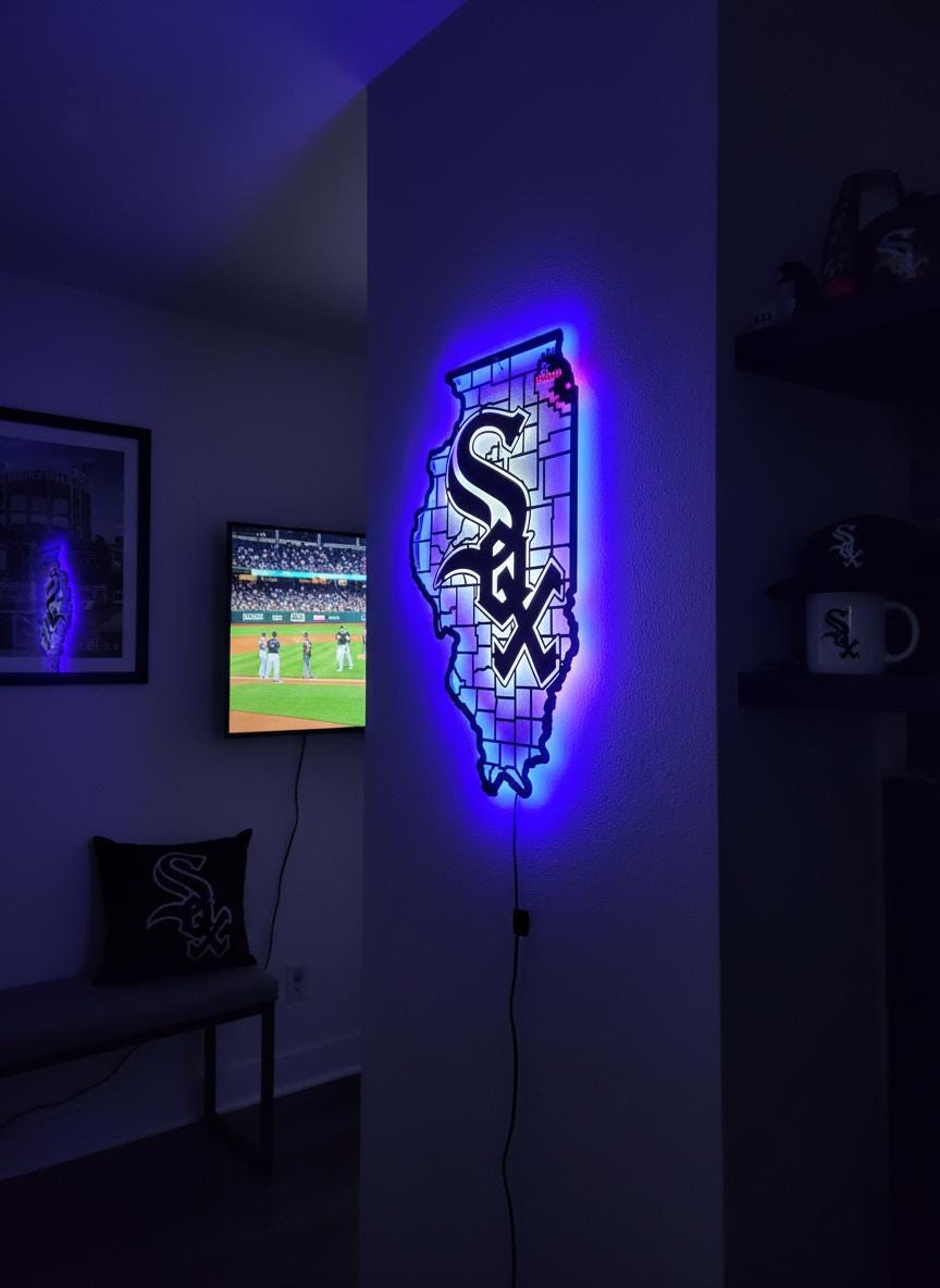 Chicago White Sox Wall Art - Baseball Team Logo Decor Game Room Gift