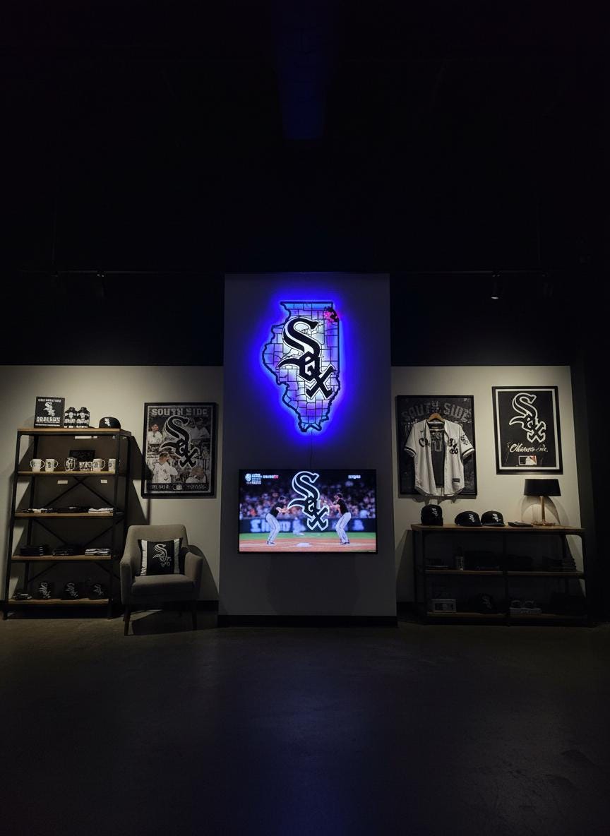 Chicago White Sox Wall Art - Baseball Team Logo Decor Game Room Gift