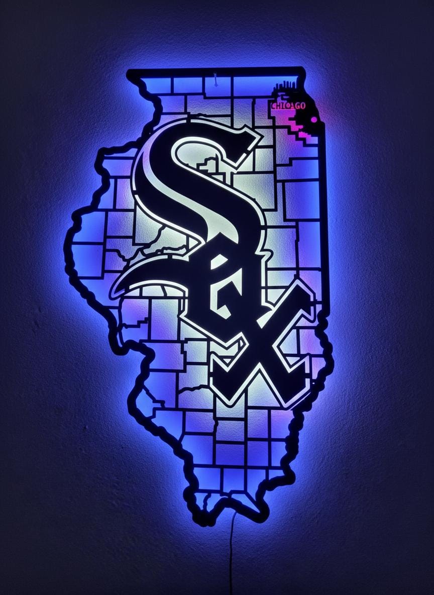Chicago White Sox Wall Art - Baseball Team Logo Decor Game Room Gift