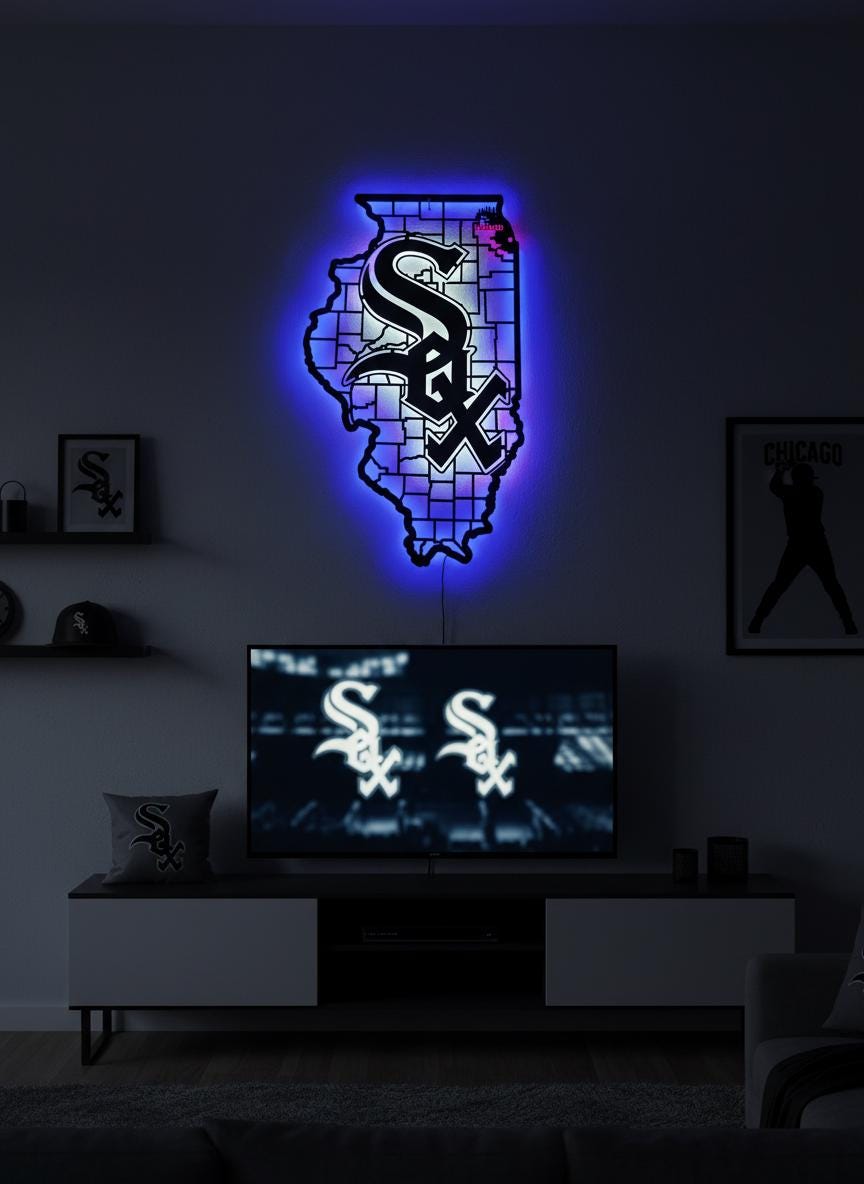 Chicago White Sox Wall Art - Baseball Team Logo Decor Game Room Gift