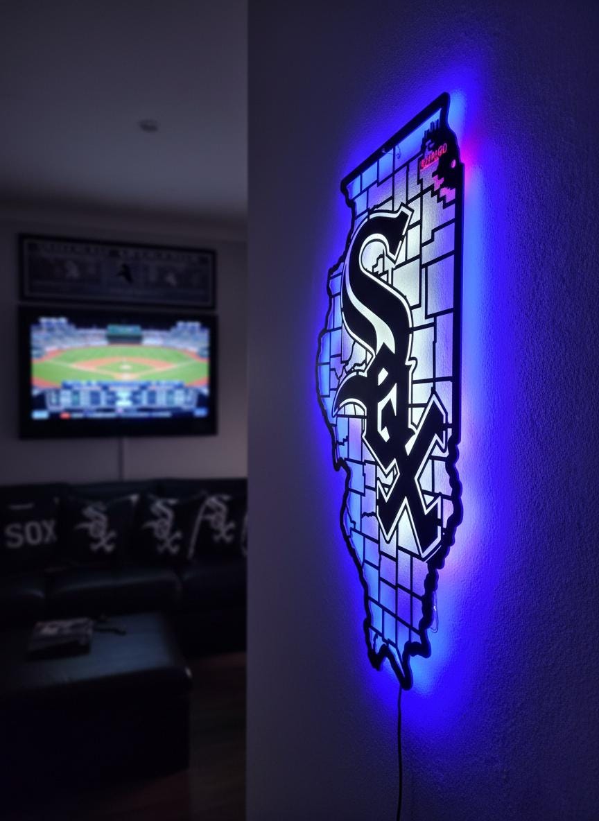 Chicago White Sox Wall Art - Baseball Team Logo Decor Game Room Gift