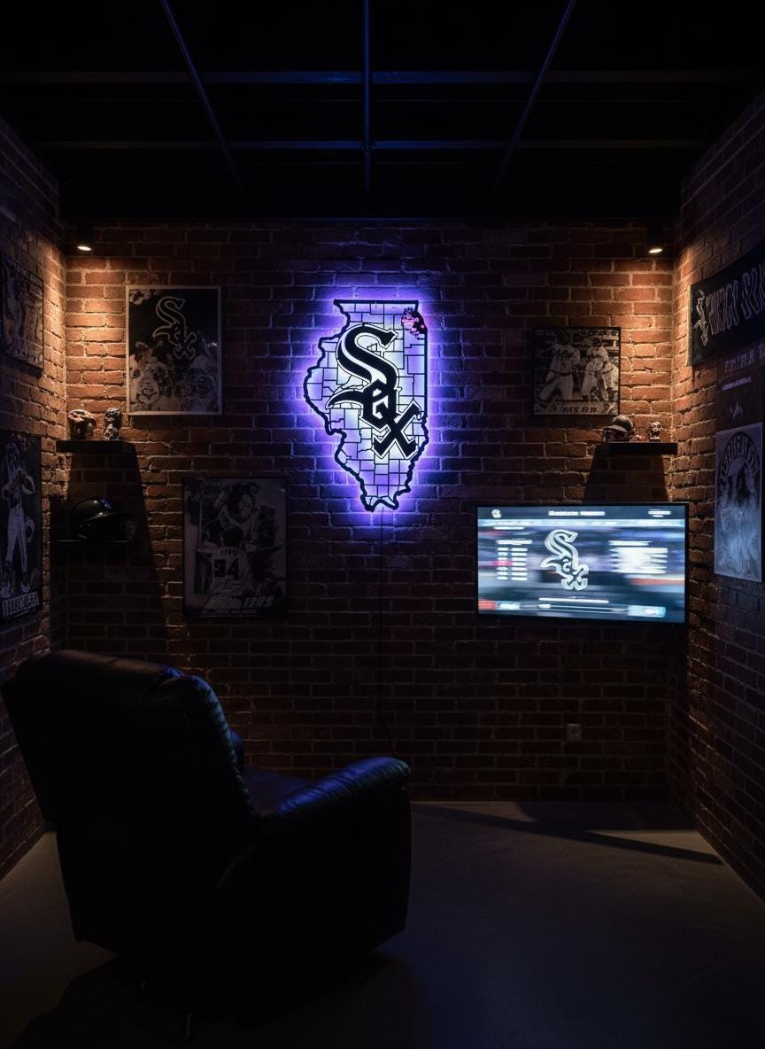 Chicago White Sox Wall Art - Baseball Team Logo Decor Game Room Gift