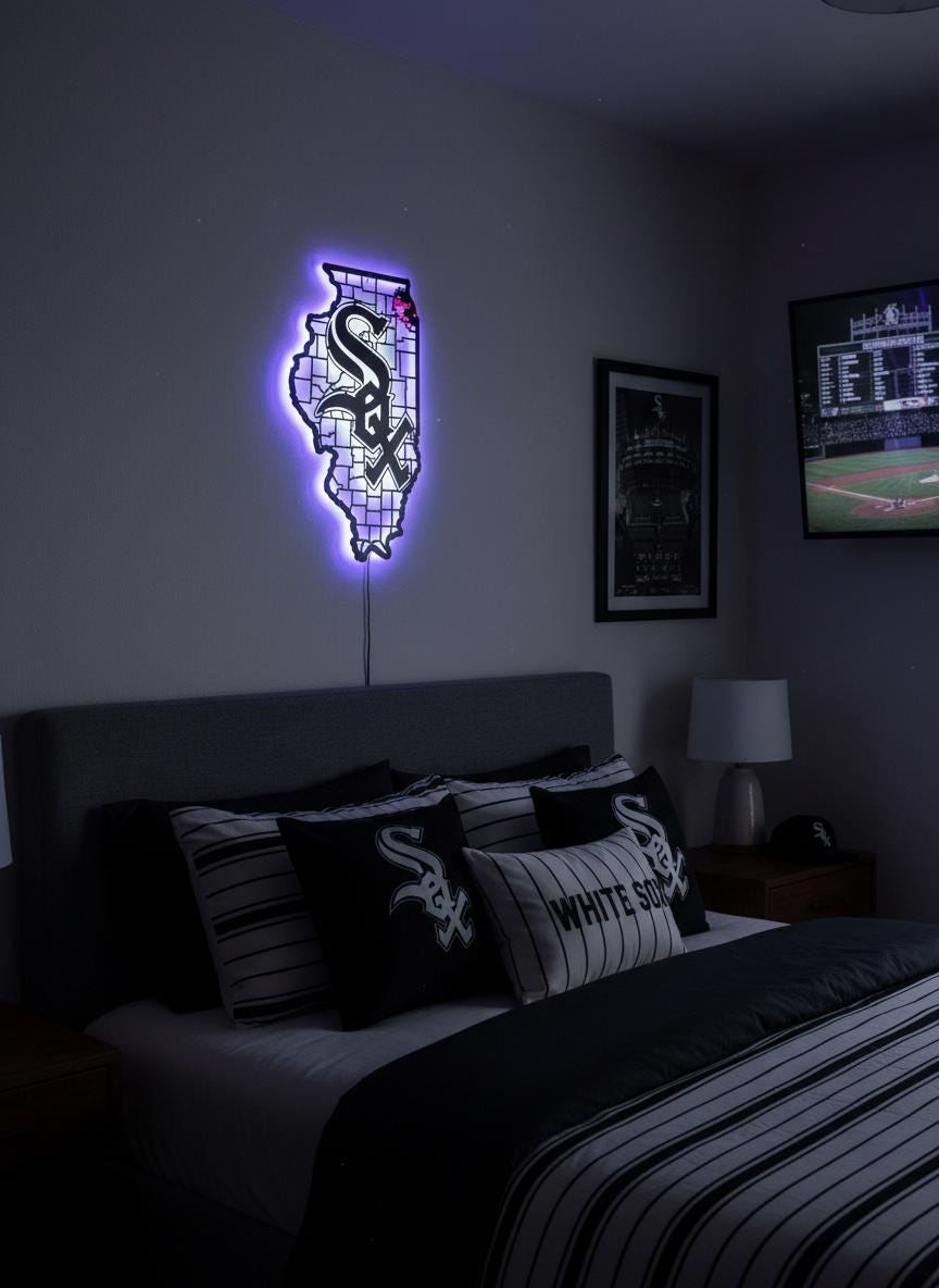 Chicago White Sox Wall Art - Baseball Team Logo Decor Game Room Gift