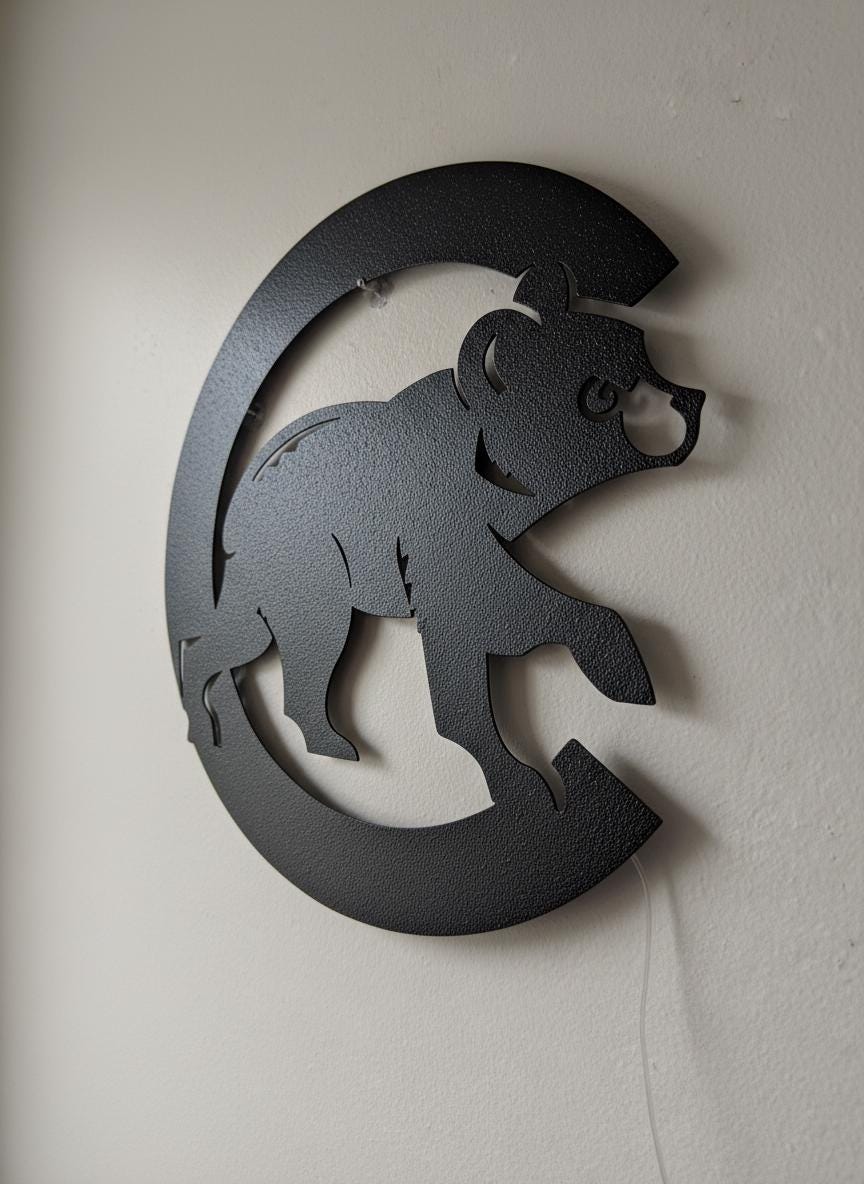 Chicago Cubs Wall Art - Team Logo Baseball Fan Gift, Man Cave Decor