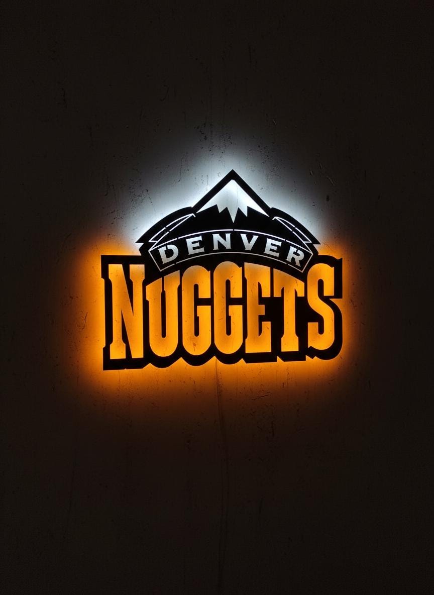 Denver Nuggets Wall Art - NBA Team Logo Basketball Game Room Decor