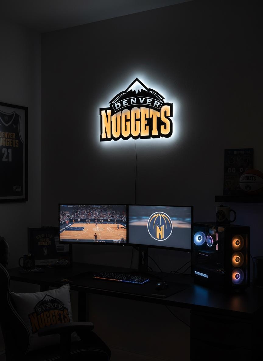 Denver Nuggets Wall Art - NBA Team Logo Basketball Game Room Decor