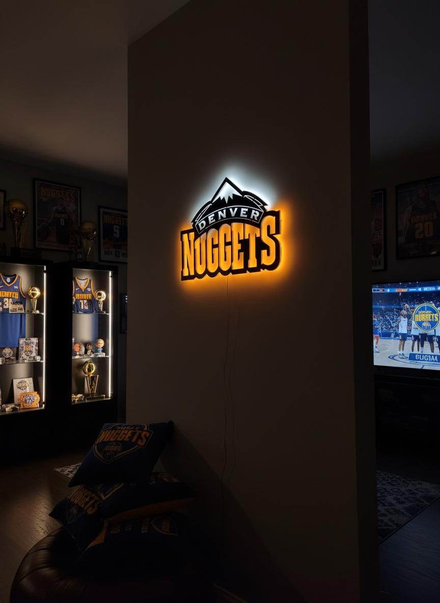 Denver Nuggets Wall Art - NBA Team Logo Basketball Game Room Decor