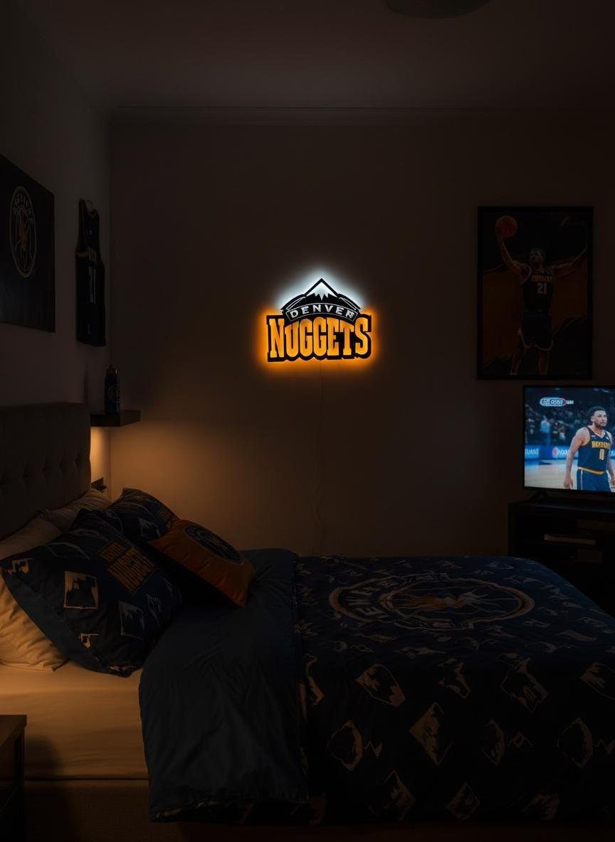 Denver Nuggets Wall Art - NBA Team Logo Basketball Game Room Decor