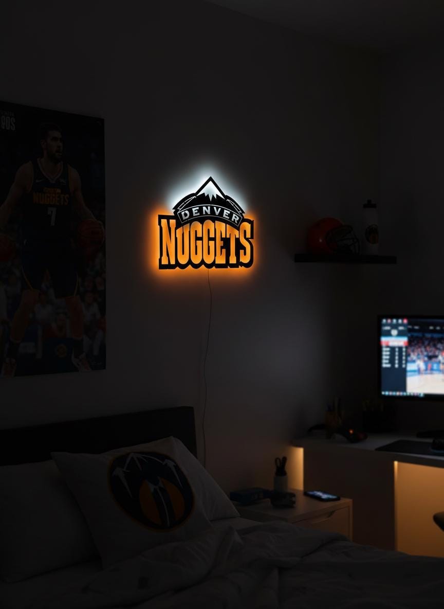 Denver Nuggets Wall Art - NBA Team Logo Basketball Game Room Decor