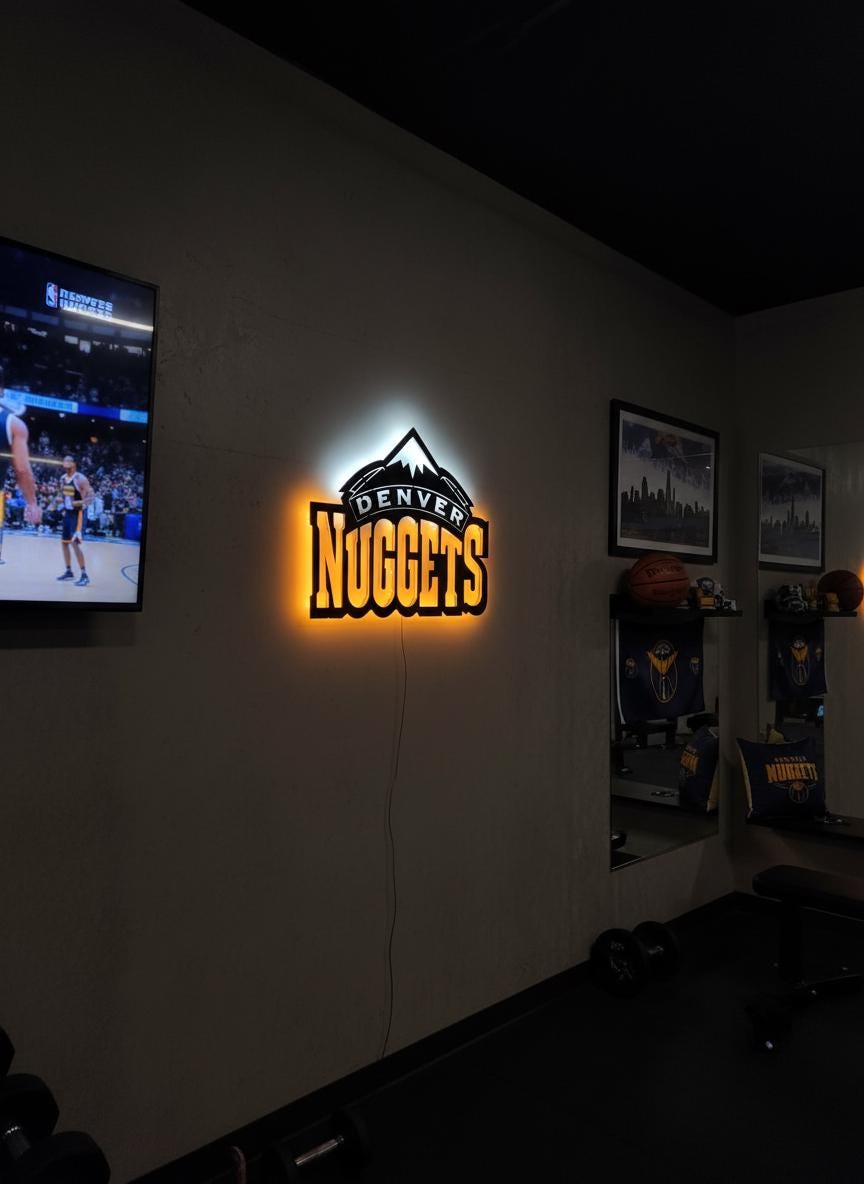 Denver Nuggets Wall Art - NBA Team Logo Basketball Game Room Decor