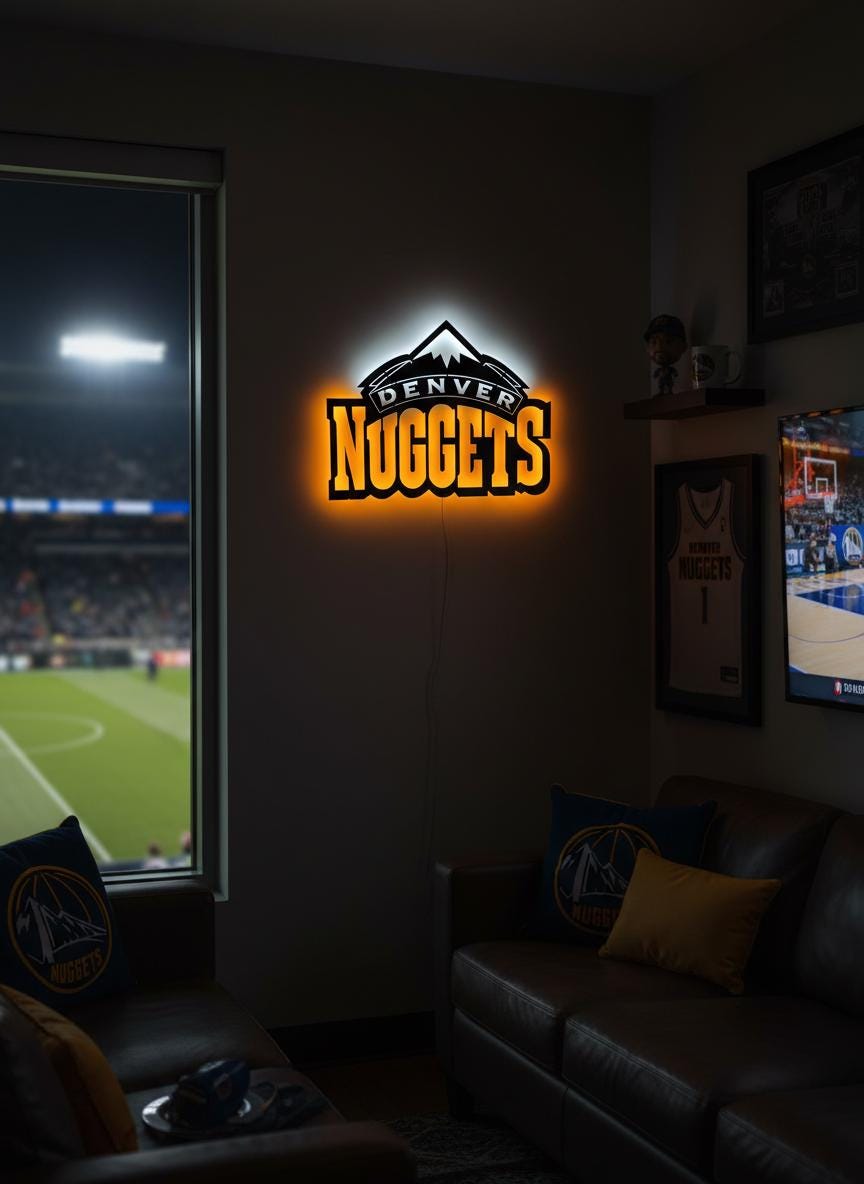 Denver Nuggets Wall Art - NBA Team Logo Basketball Game Room Decor