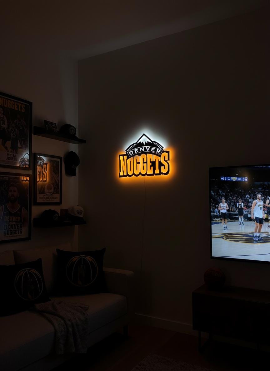 Denver Nuggets Wall Art - NBA Team Logo Basketball Game Room Decor