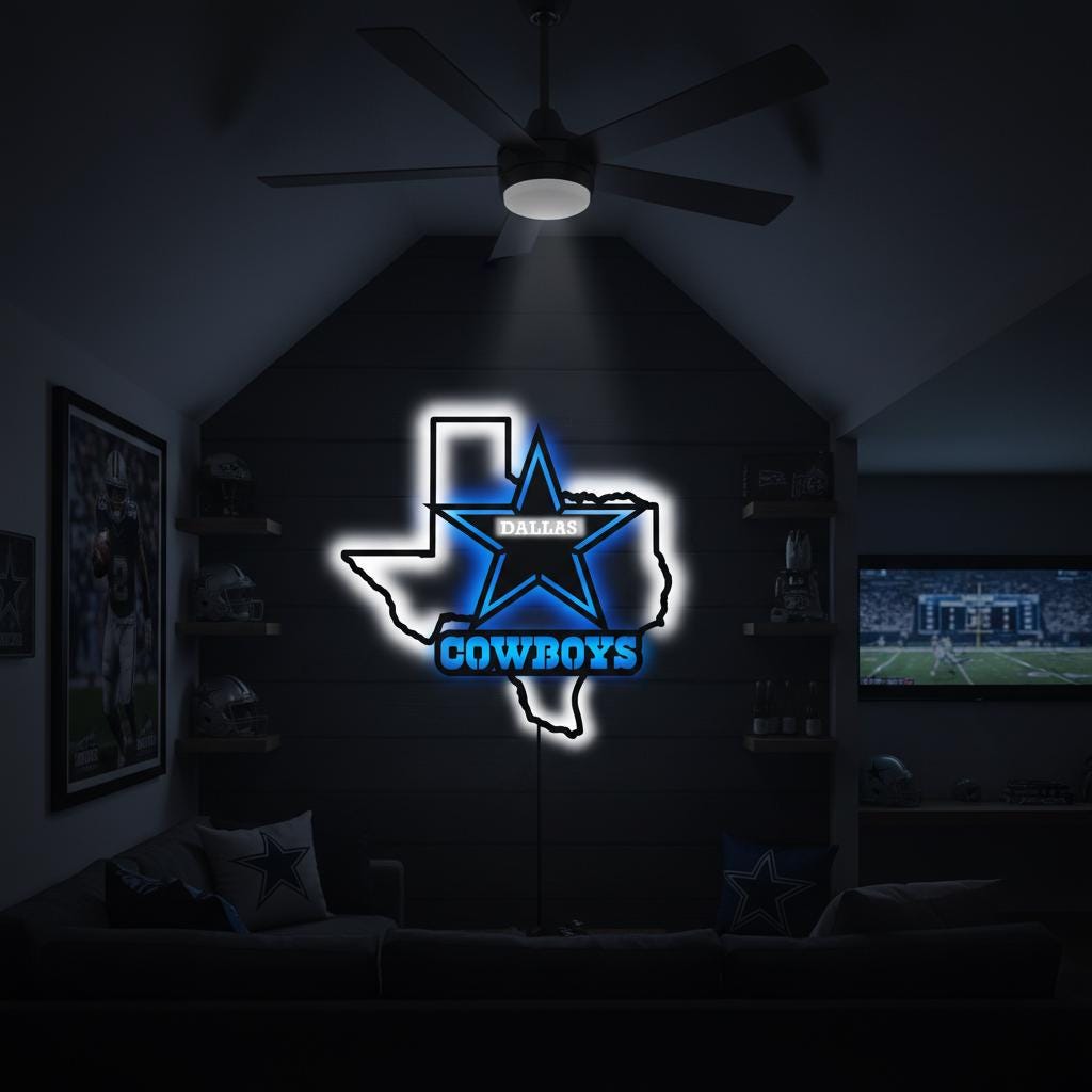 Dallas Stars Wall Art - Unique Hockey Team Logo Game Room Decor Gift