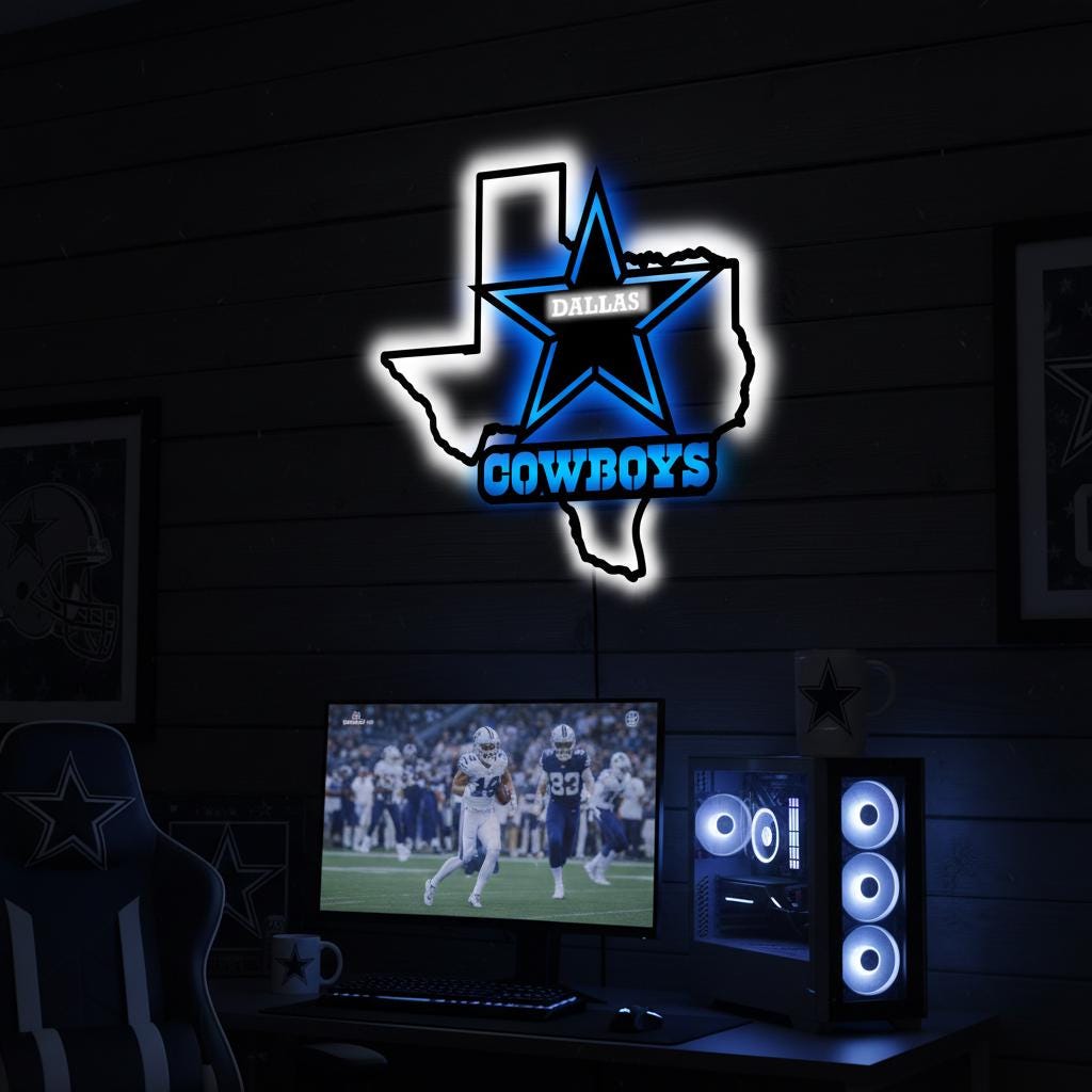 Dallas Stars Wall Art - Unique Hockey Team Logo Game Room Decor Gift