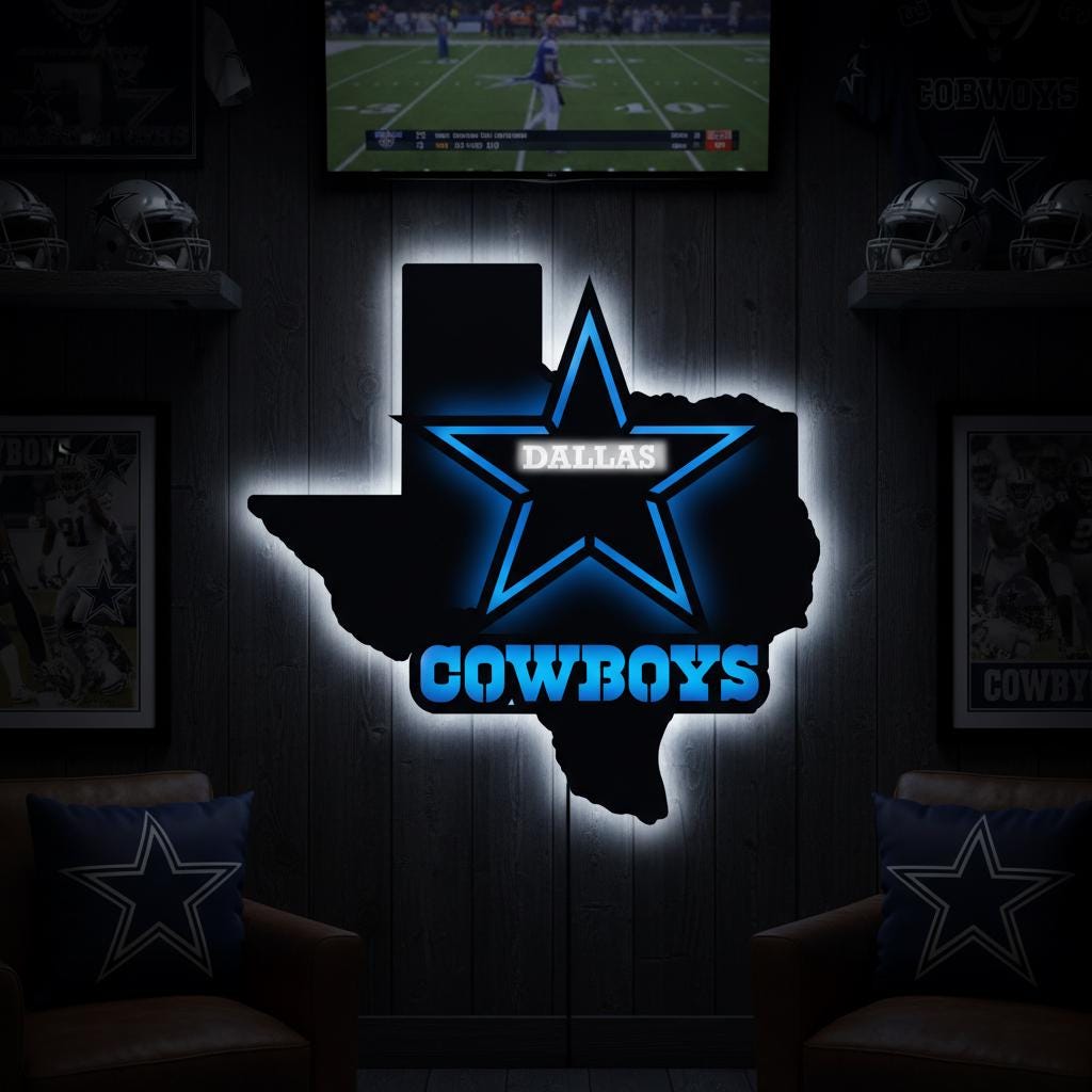 Dallas Stars Wall Art - Unique Hockey Team Logo Game Room Decor Gift