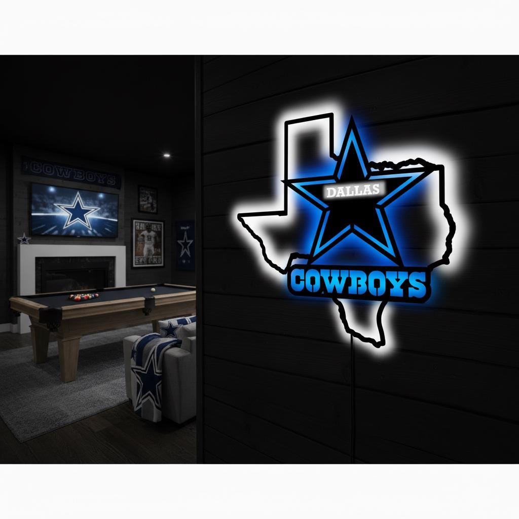 Dallas Stars Wall Art - Unique Hockey Team Logo Game Room Decor Gift
