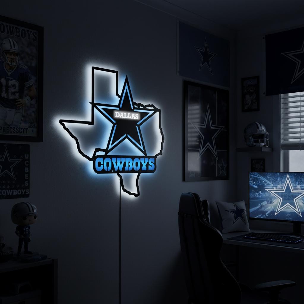 Dallas Stars Wall Art - Unique Hockey Team Logo Game Room Decor Gift
