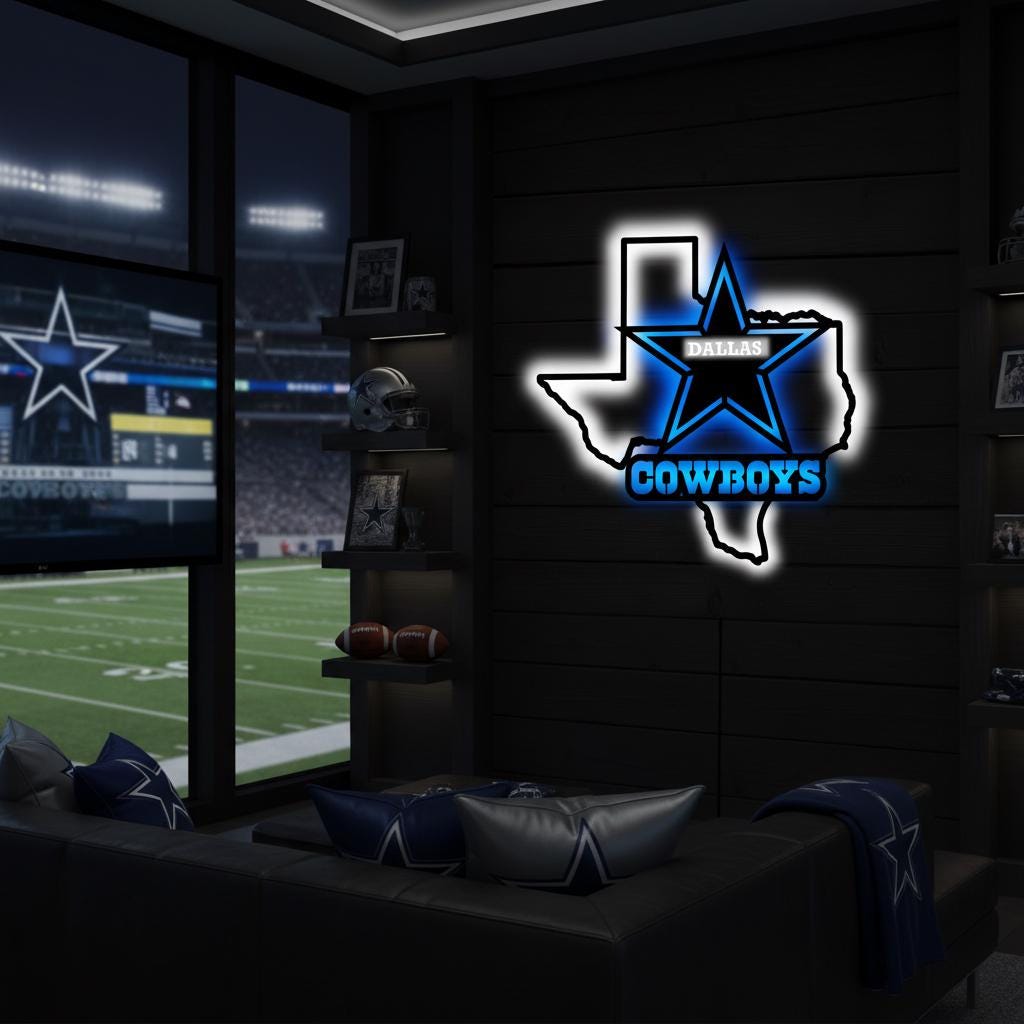 Dallas Stars Wall Art - Unique Hockey Team Logo Game Room Decor Gift