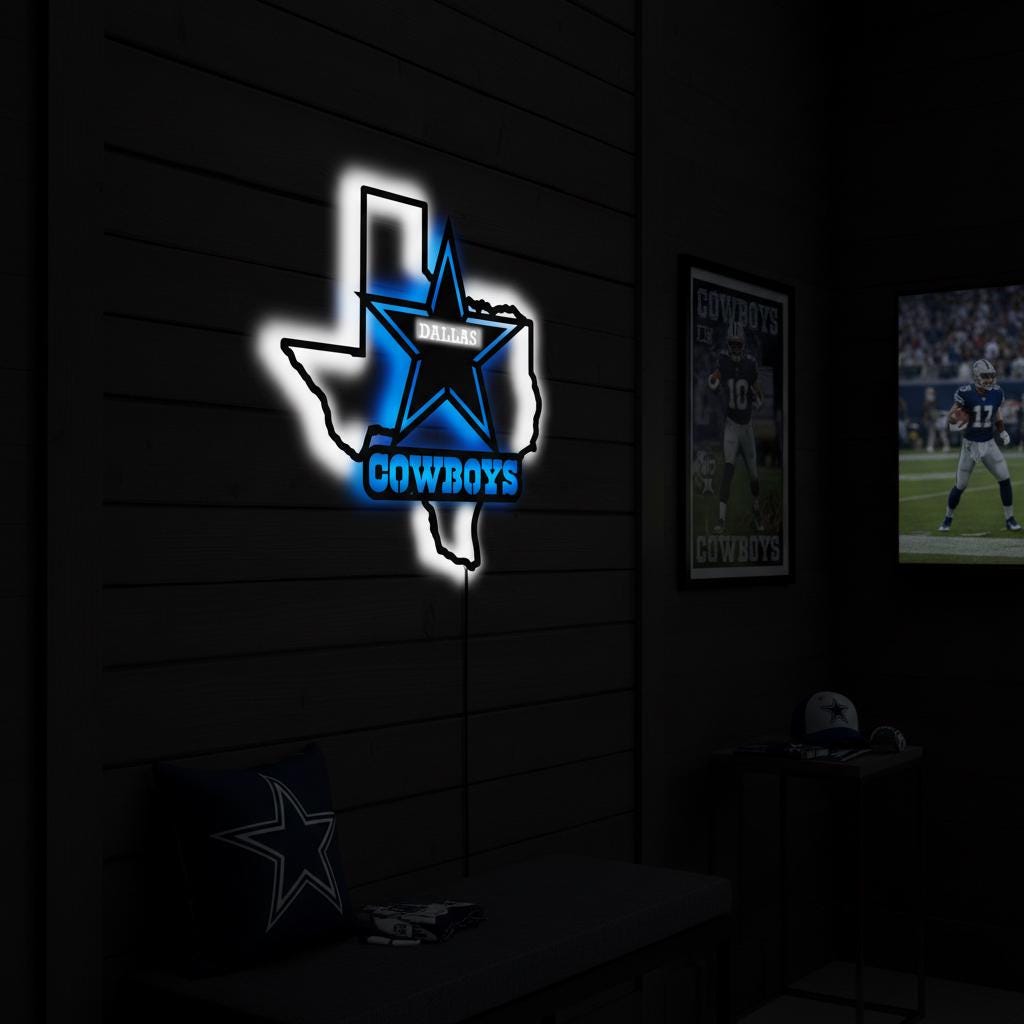 Dallas Stars Wall Art - Unique Hockey Team Logo Game Room Decor Gift