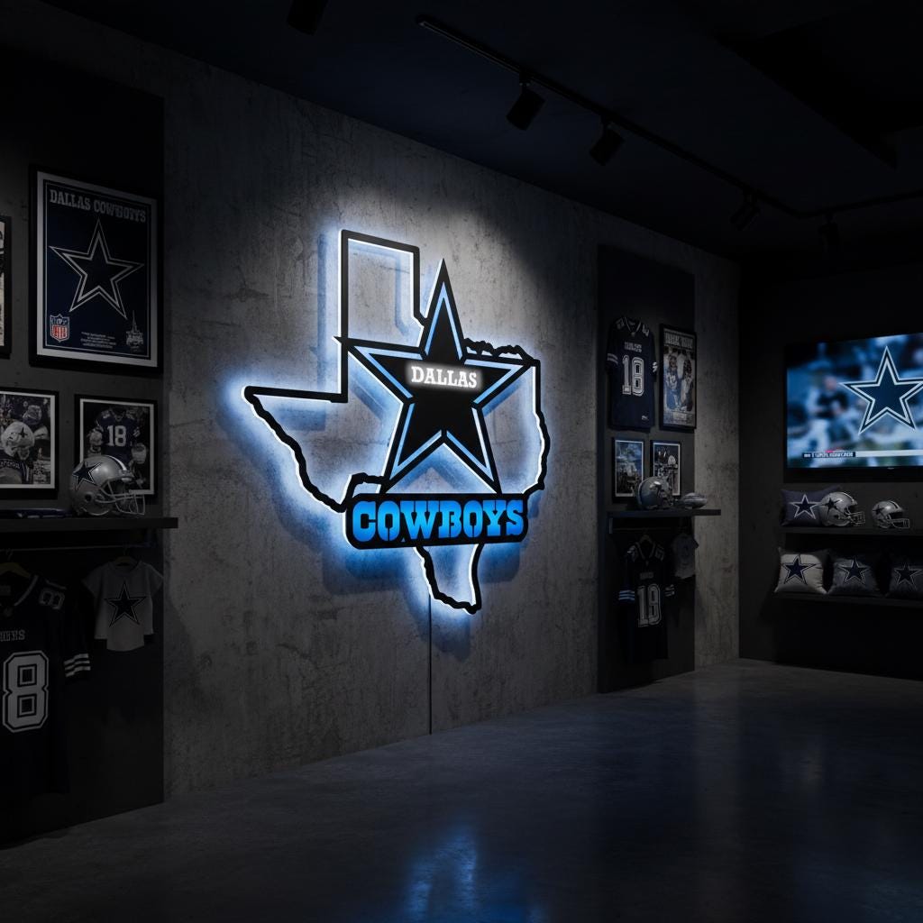 Dallas Stars Wall Art - Unique Hockey Team Logo Game Room Decor Gift
