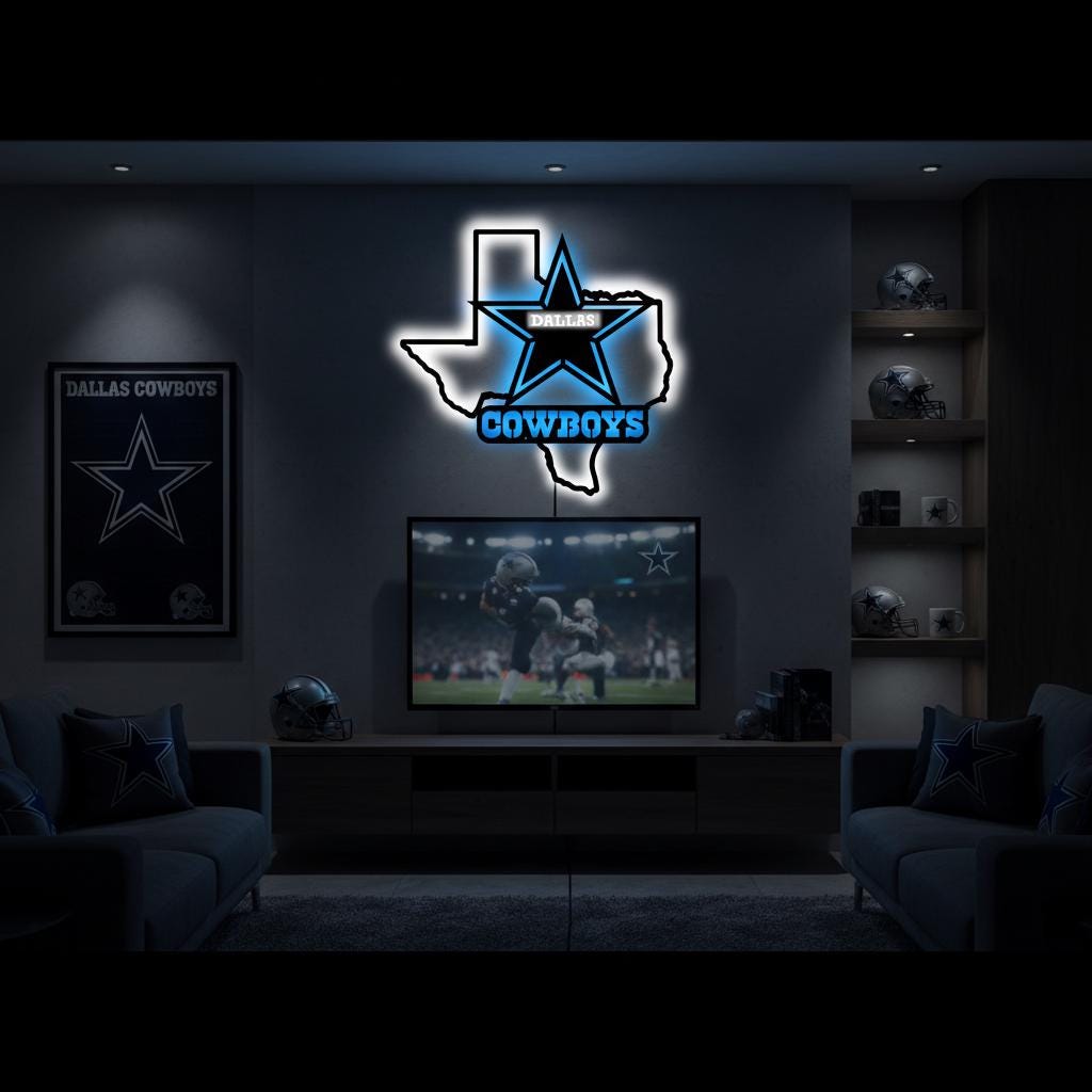 Dallas Stars Wall Art - Unique Hockey Team Logo Game Room Decor Gift