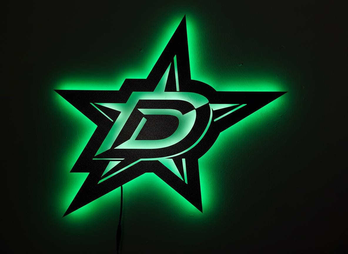 Dallas Stars Wall Art - Hockey Team Logo - Game Room Decor Gift