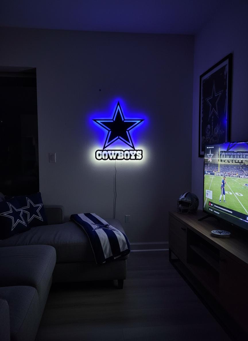Dallas Cowboys Wall Art - NFL Team Logo Decor for Game Room & Gifts