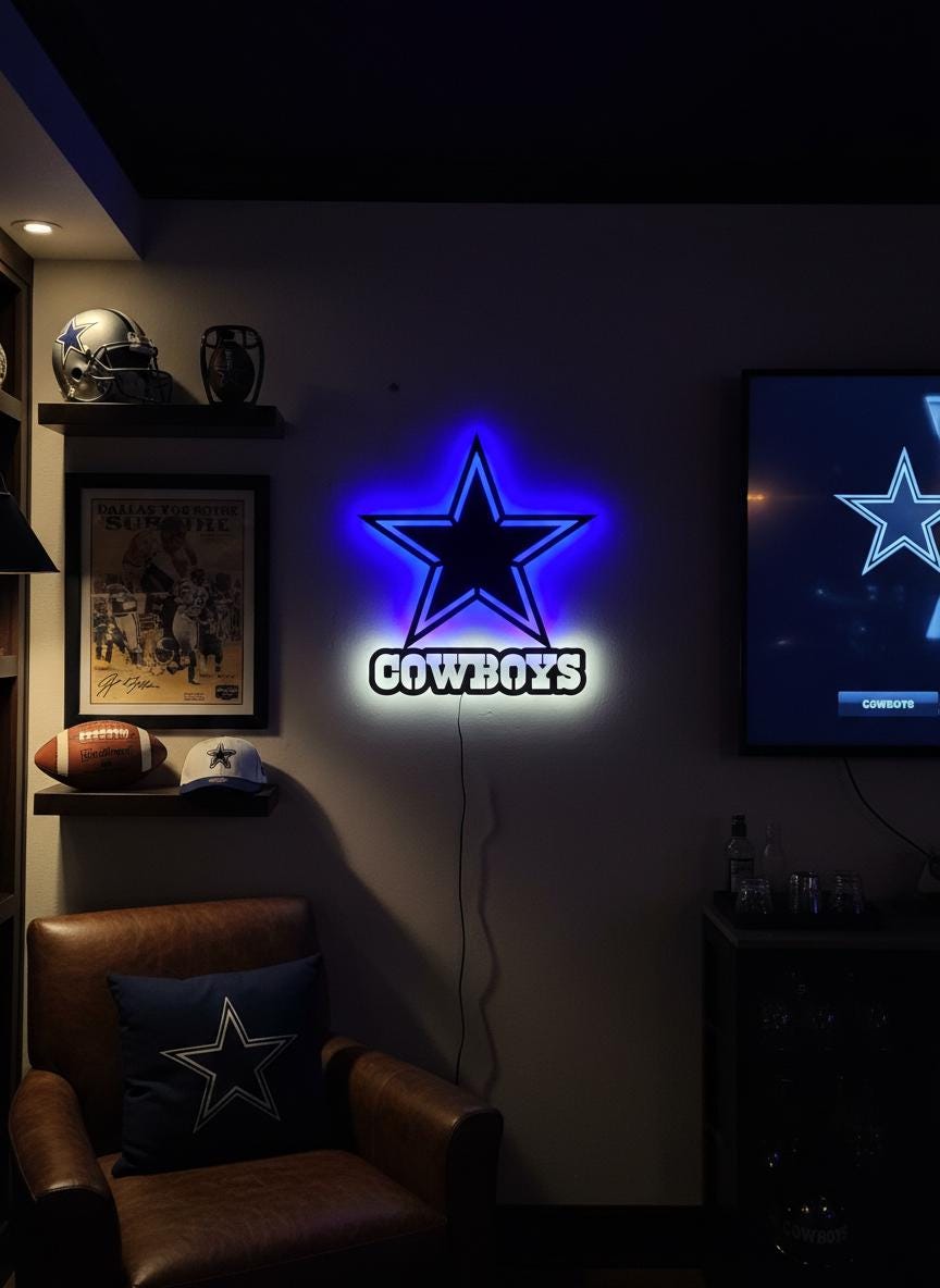 Dallas Cowboys Wall Art - NFL Team Logo Decor for Game Room & Gifts
