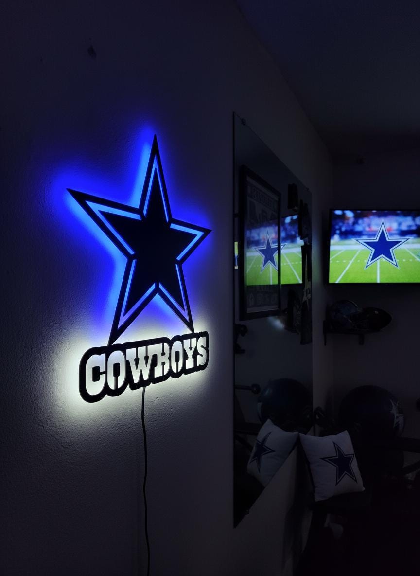 Dallas Cowboys Wall Art - NFL Team Logo Decor for Game Room & Gifts