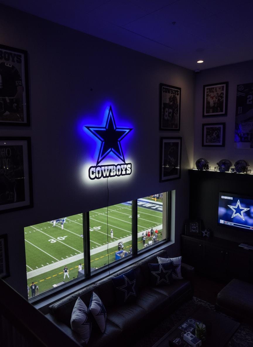 Dallas Cowboys Wall Art - NFL Team Logo Decor for Game Room & Gifts