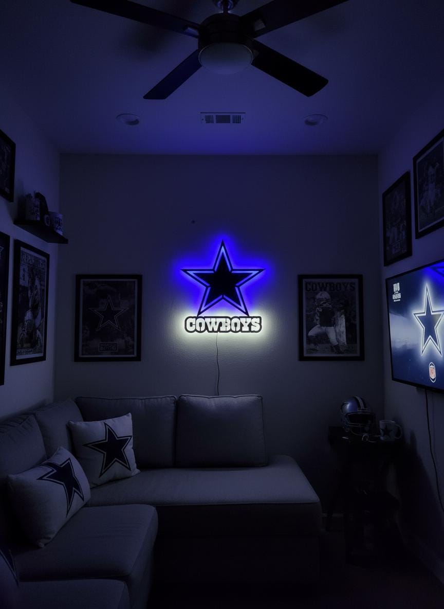 Dallas Cowboys Wall Art - NFL Team Logo Decor for Game Room & Gifts