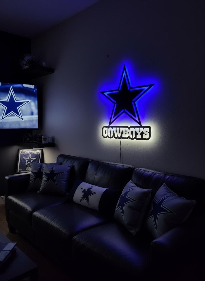 Dallas Cowboys Wall Art - NFL Team Logo Decor for Game Room & Gifts