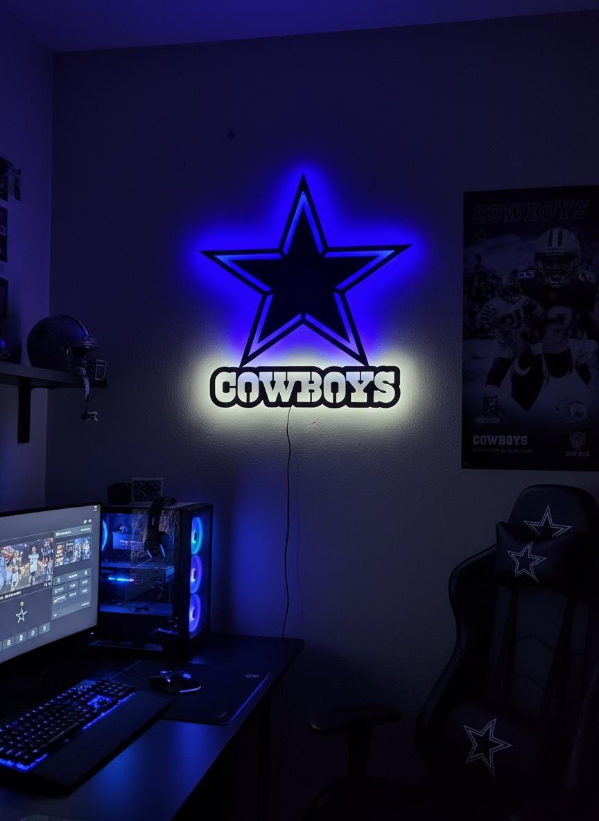 Dallas Cowboys Wall Art - NFL Team Logo Decor for Game Room & Gifts