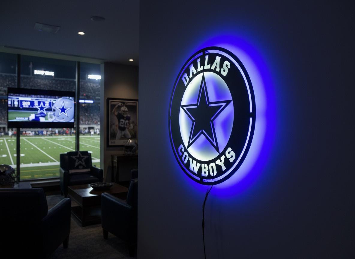 Dallas Cowboys Wall Art - Official NFL Team Logo Sign Game Room Decor